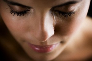 Close up of woman crying